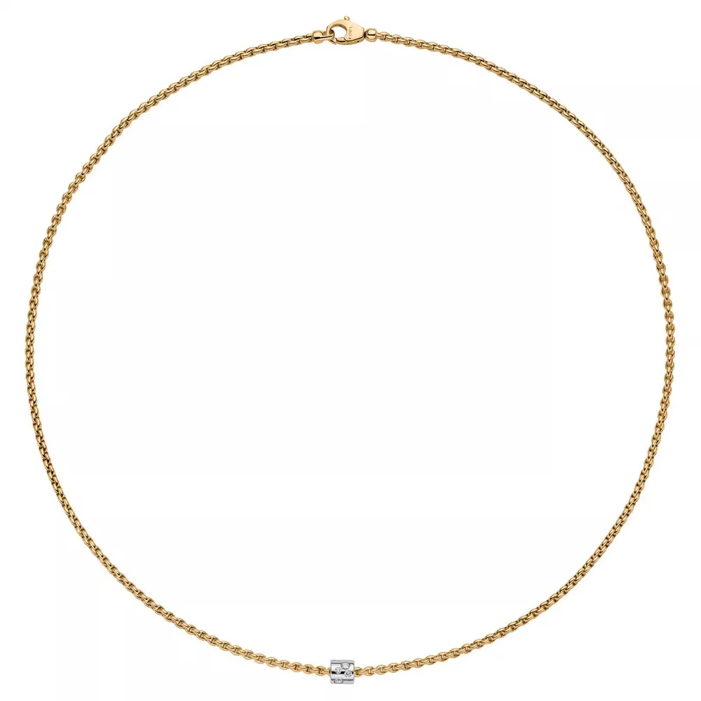 Fope Aria Collection 18k Gold Necklace with Diamond Pav