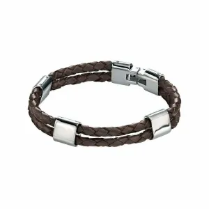 Fred Bennett Brown Leather Double Row Mens Bracelet B3671