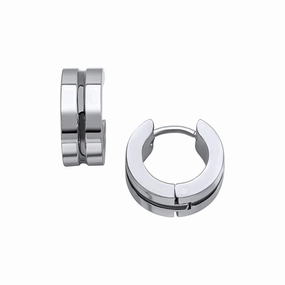 Fred Bennett Stainless Steel Huggie Hoop Earrings E6397