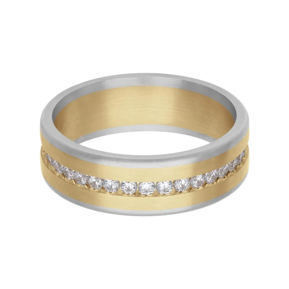 Frederick Goldman Men's Platinum and 18k Gold Diamond Fusion Band