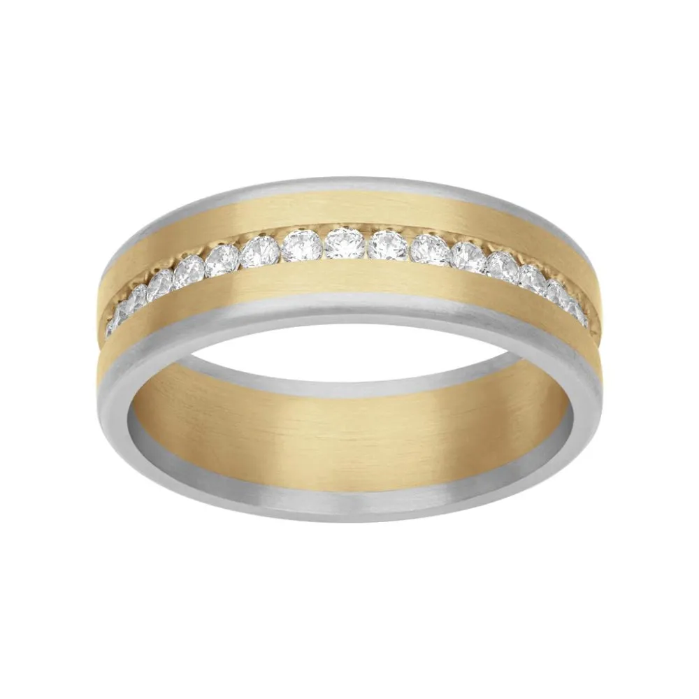 Frederick Goldman Men's Platinum and 18k Gold Diamond Fusion Band