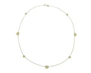 Gold necklace with 7 hearts