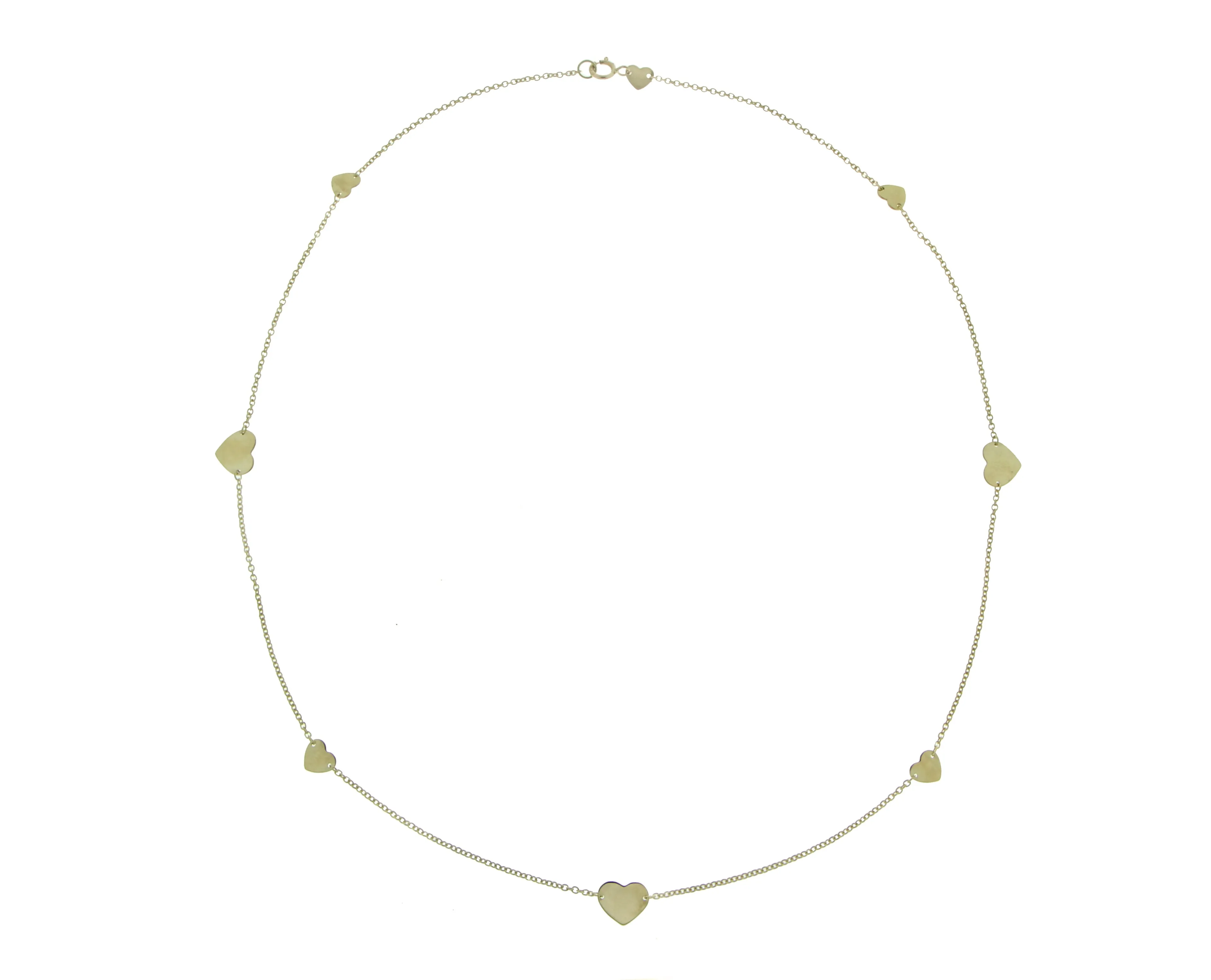 Gold necklace with 7 hearts