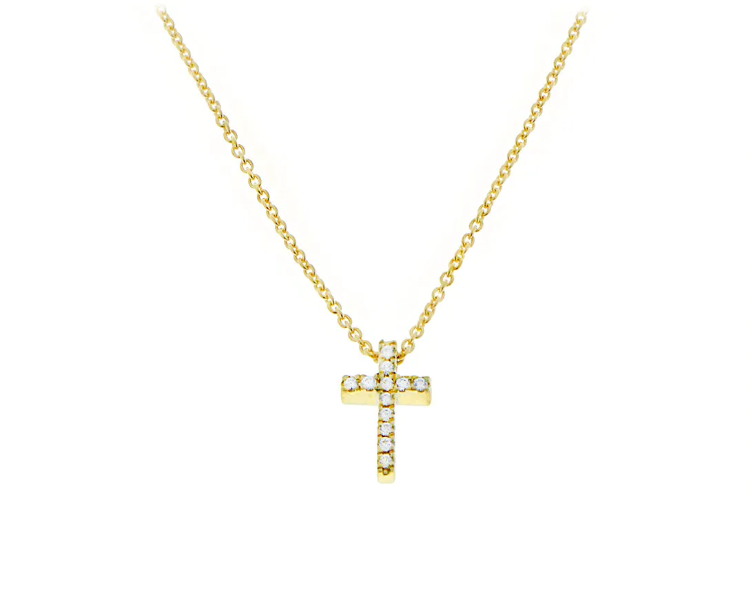 Gold necklace with a diamond cross pendant