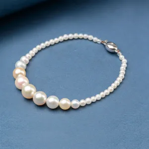 Graduated Natural Pastel Coloured Cultured Akoya Pearl Bracelet