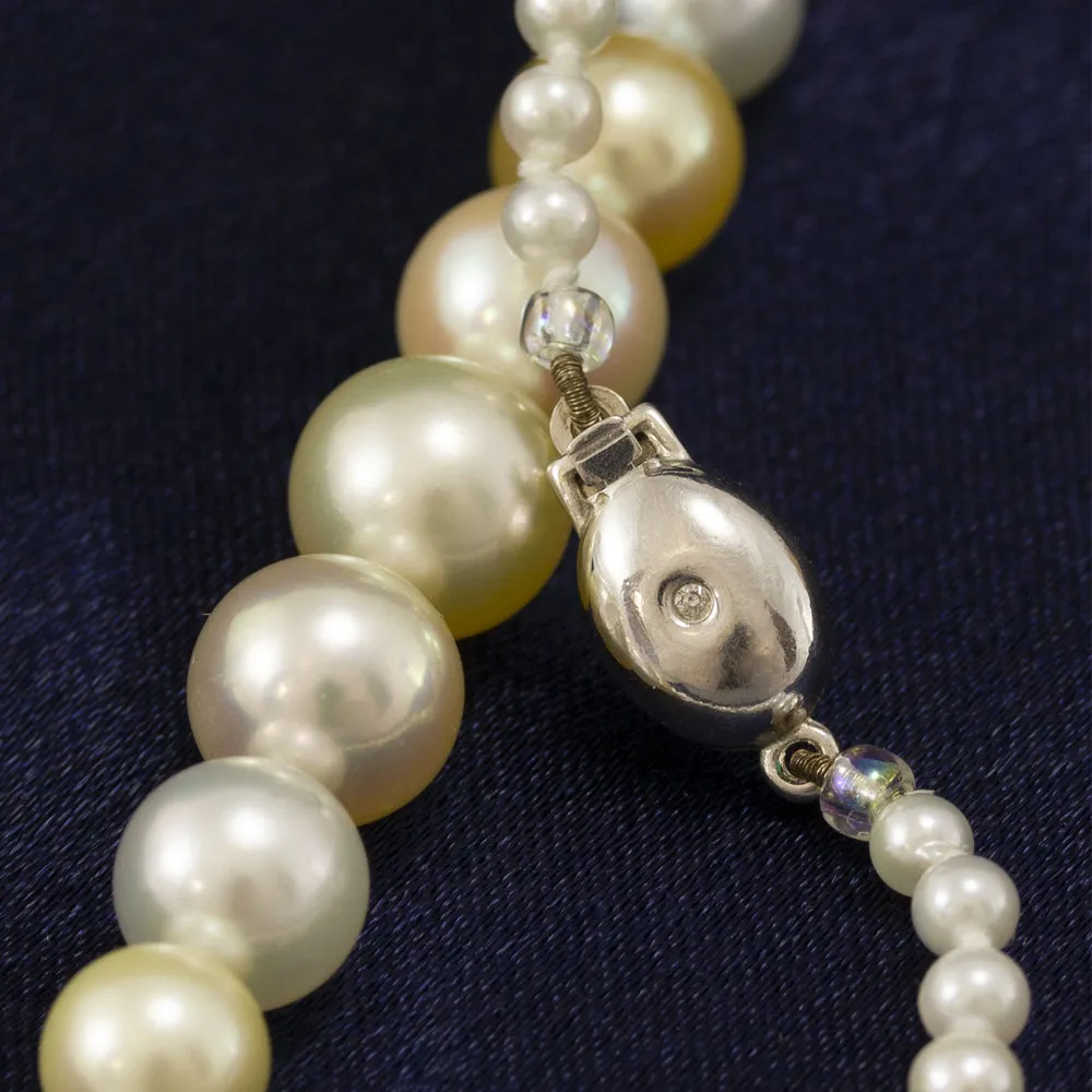 Graduated Natural Pastel Coloured Cultured Akoya Pearl Bracelet