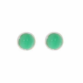 Green Agate Sterling Silver Stud Earrings