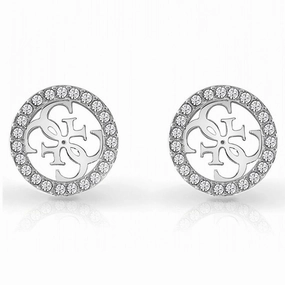 Guess 4G Logo Round Crystal Set Stud Earrings UBE02161RH