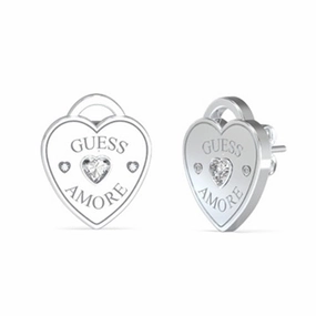 Guess Amore Crystal Heart Stud Earrings UBE05058RH
