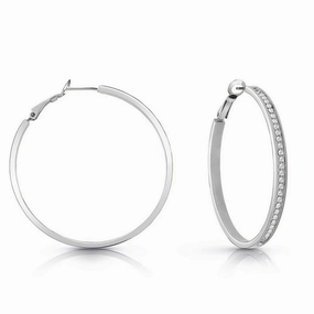 Guess Crystal Set Large Hoop Earrings JUBE02247JWRH