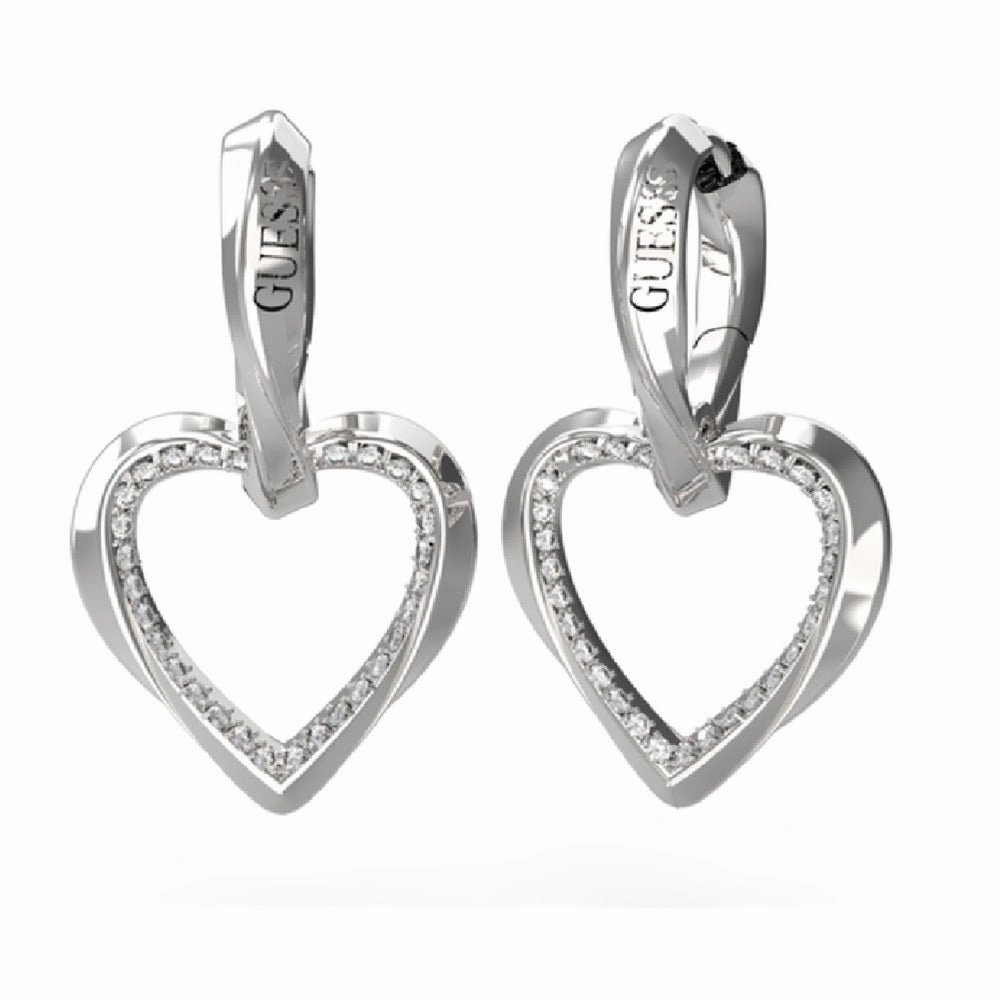 Guess Mon Amour Heart Crystal Drop Earrings JUBE04617JWRH