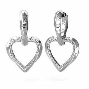 Guess Mon Amour Heart Crystal Drop Earrings JUBE04617JWRH