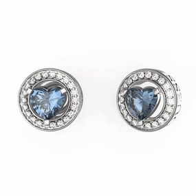 Guess Solitaire Heart Crystal Stud Earrings JUBE04669JWRH