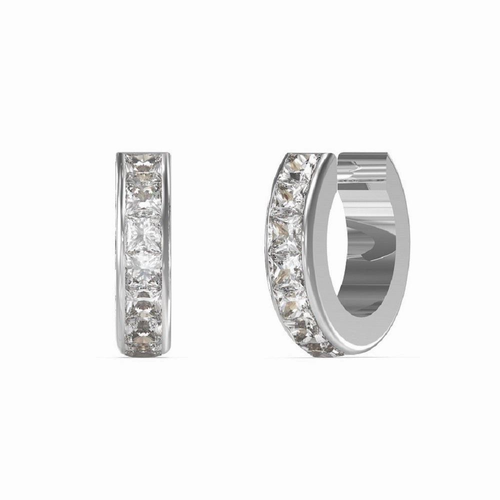 Guess Stainless Steel Crystal Set Huggie Earrings UBE03134JWRH