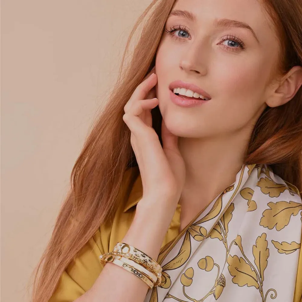 Halcyon Days 13mm Bee Sparkle Trellis Gold Hinged Enamel Bangle