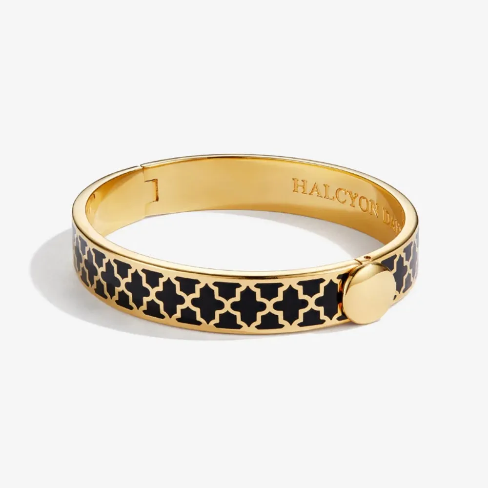 Halcyon Days 1cm Agama Gold Hinged Enamel Bangle