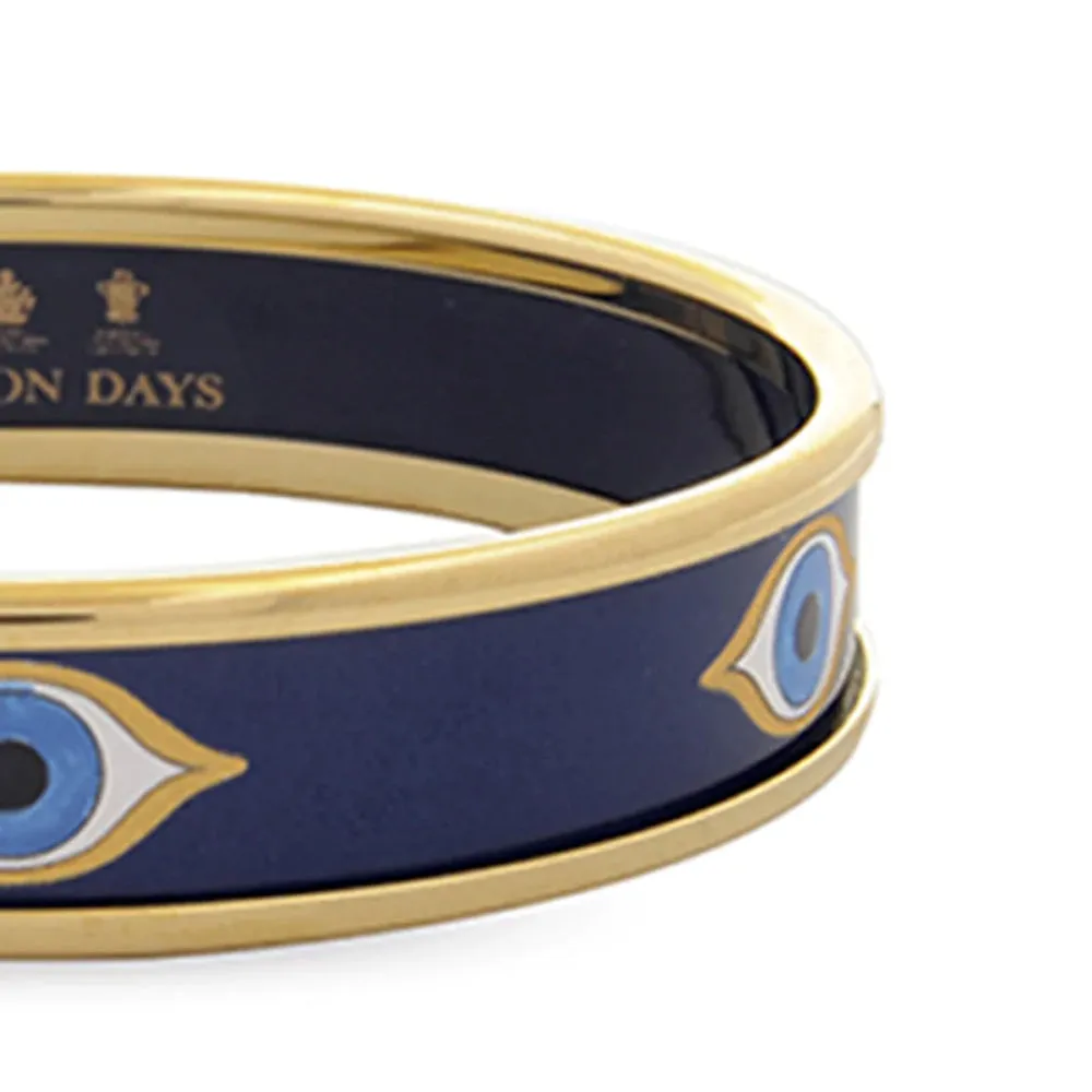 Halcyon Days 1cm Evil Eye Navy & Gold Enamel Bangle