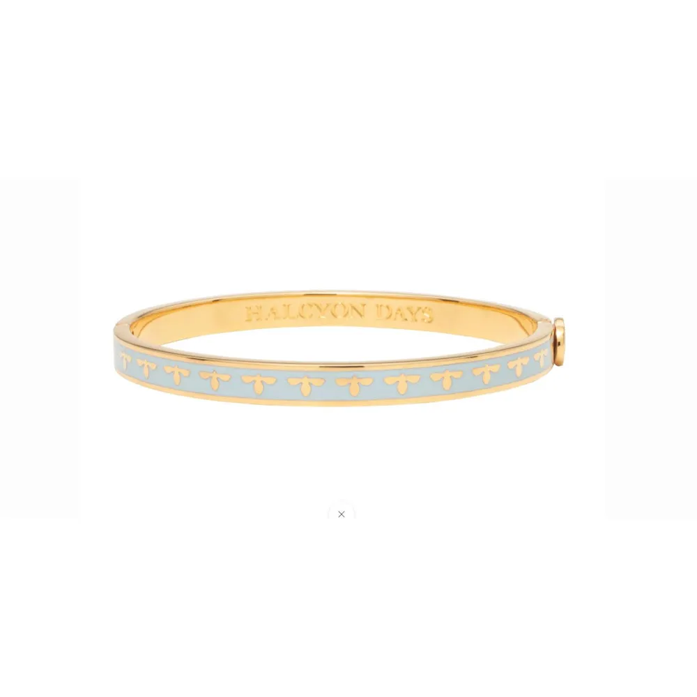Halcyon Days 6mm Bee Gold Hinged Enamel Bangle