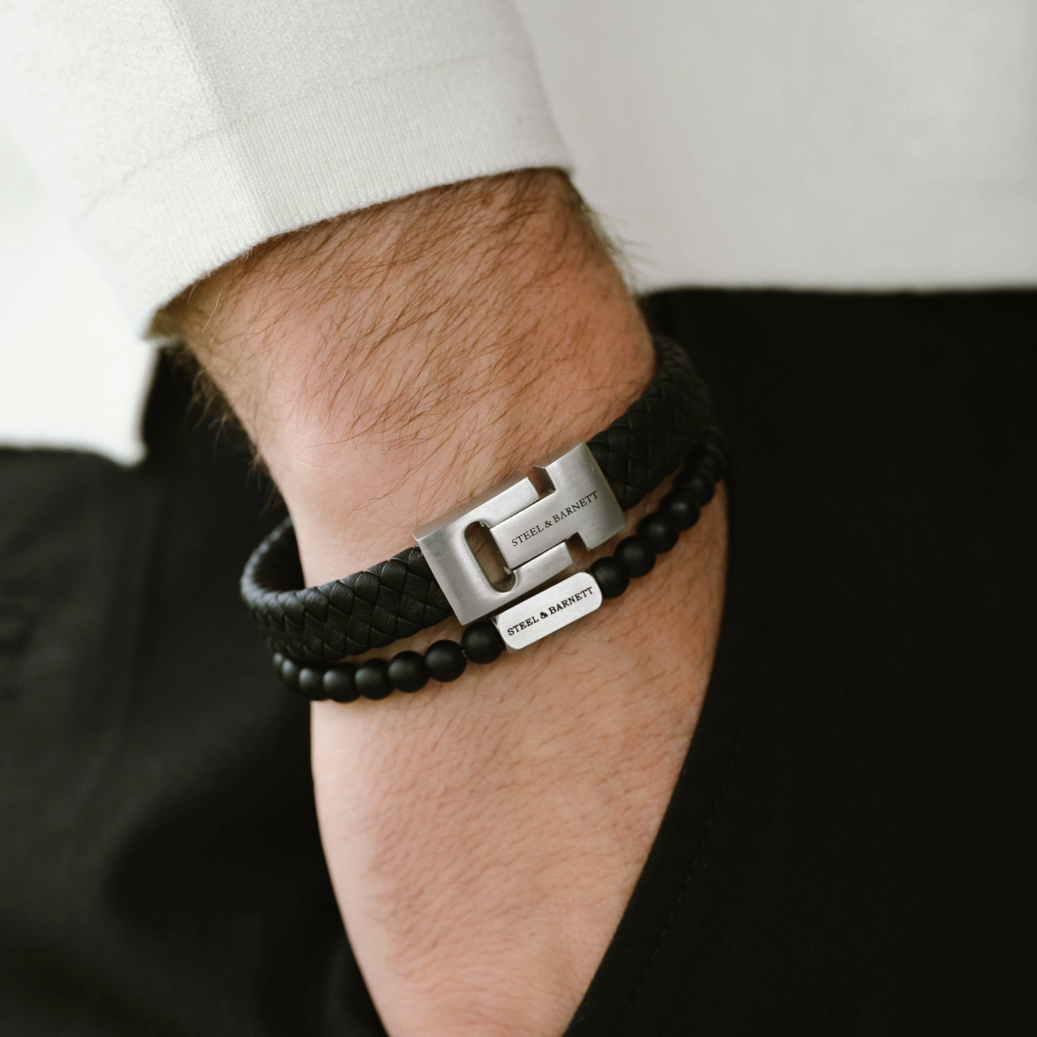 Harrison Nappa Leather Bracelet Black LBH/001S