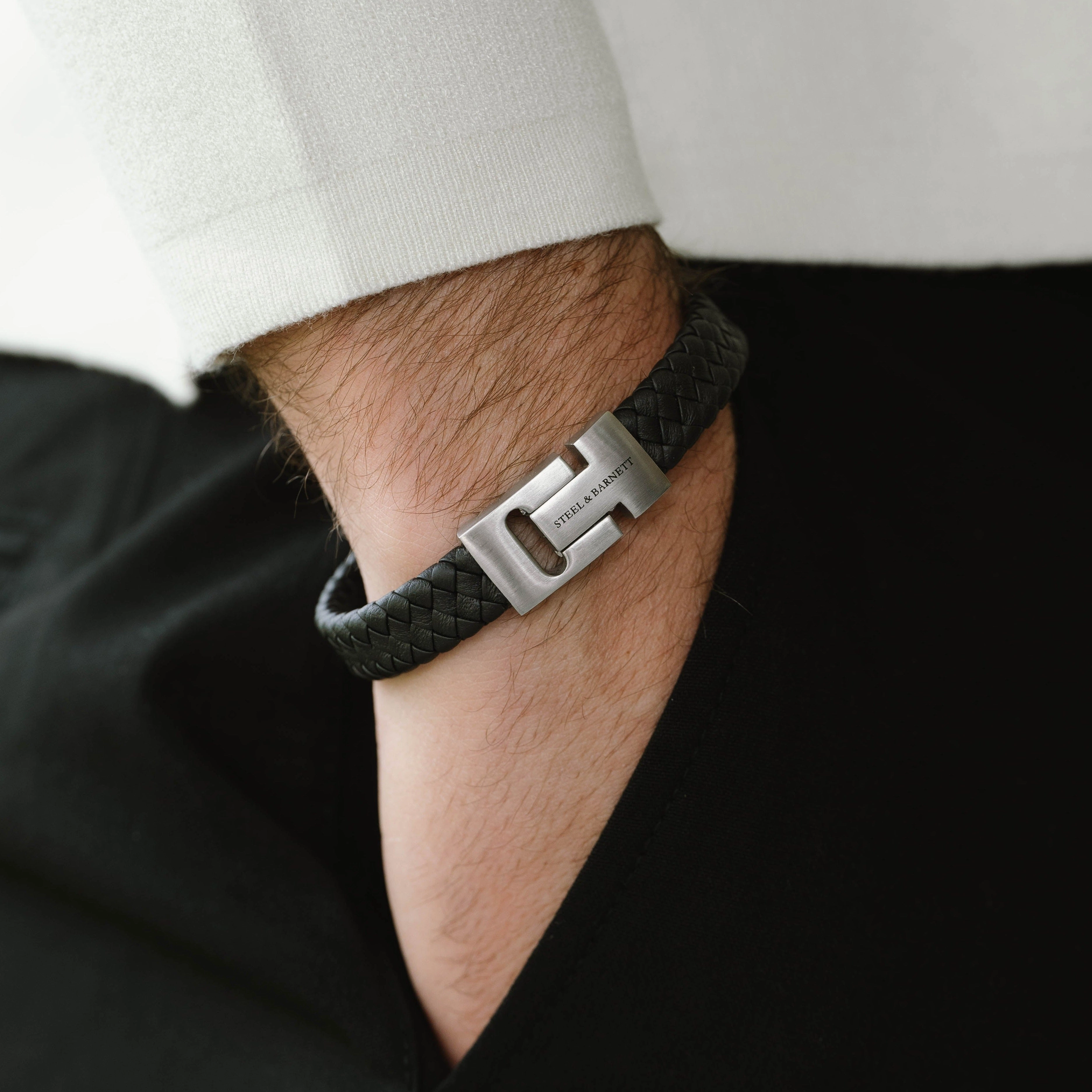Harrison Nappa Leather Bracelet Black LBH/001S