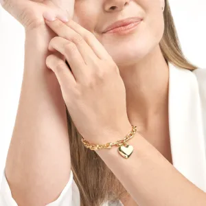 Heart Charm on Oval Rolo Chain Bracelet