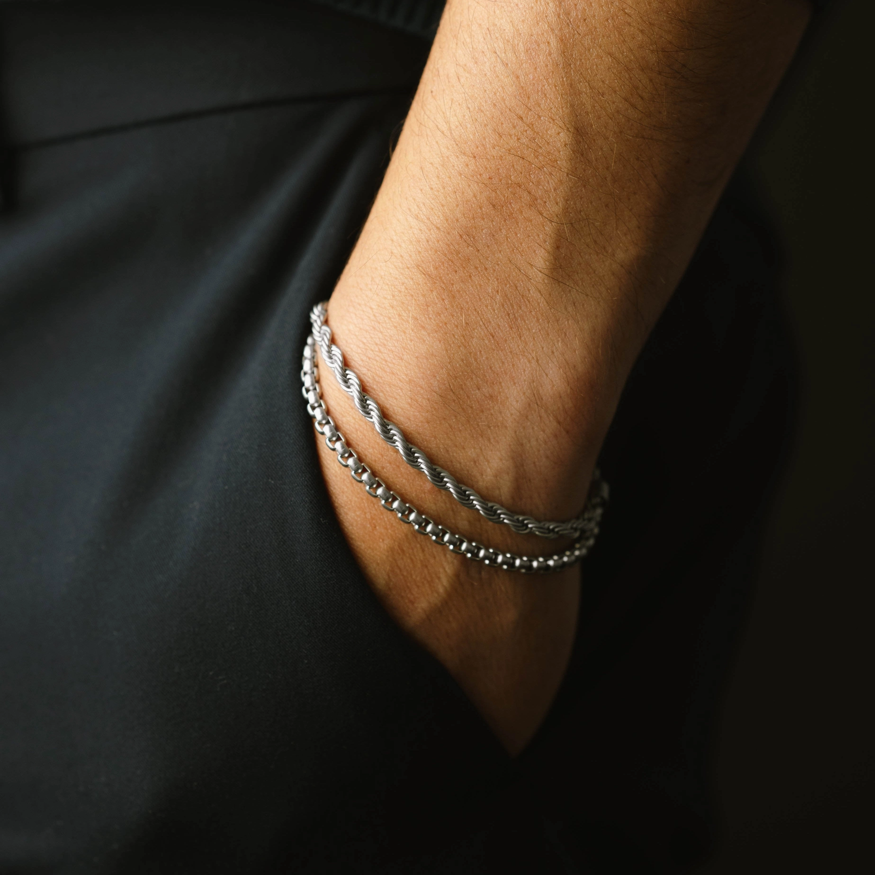Helix 4mm Chain Bracelet Silver Adjustable B-HEL01-40E50U-TU