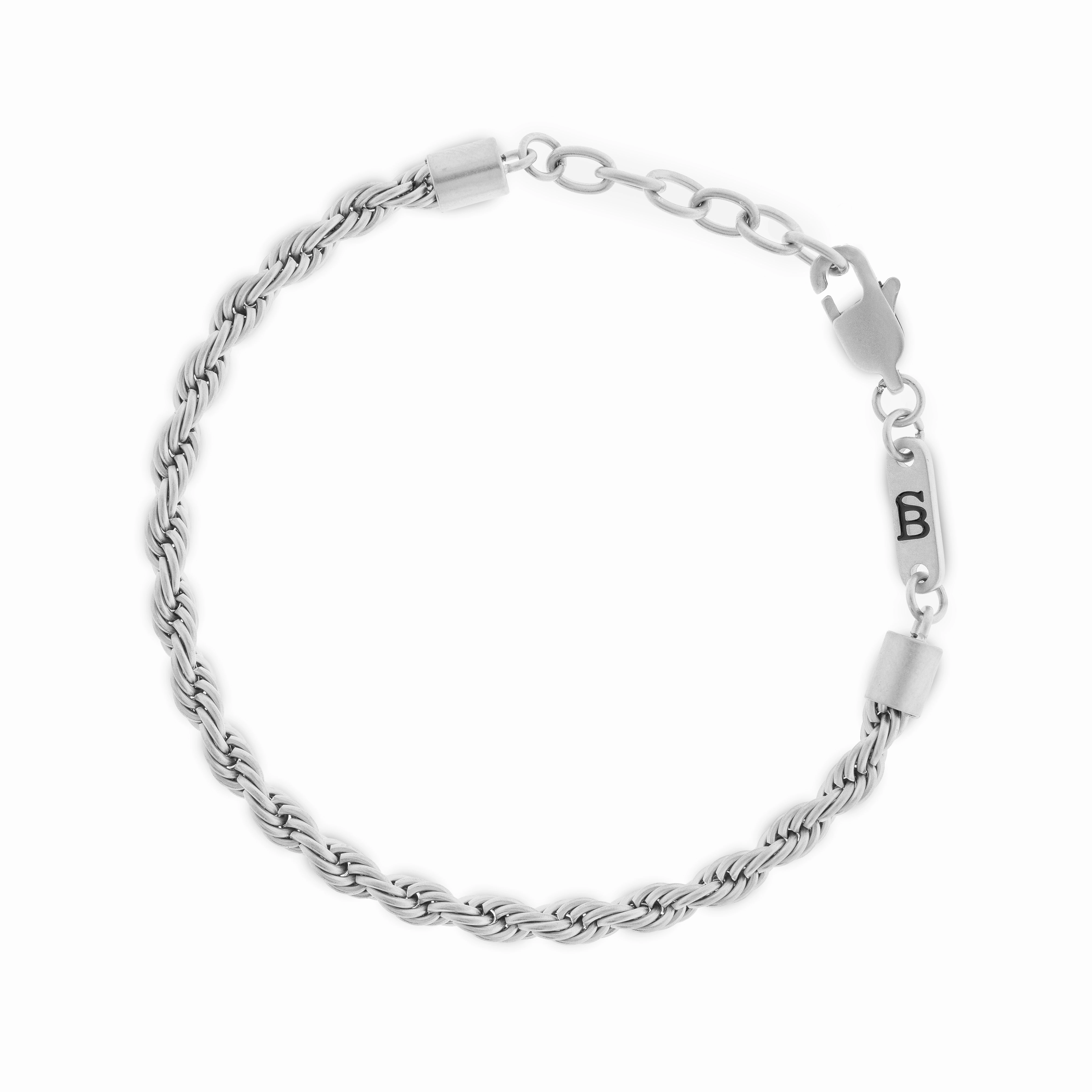 Helix 4mm Chain Bracelet Silver Adjustable B-HEL01-40E50U-TU