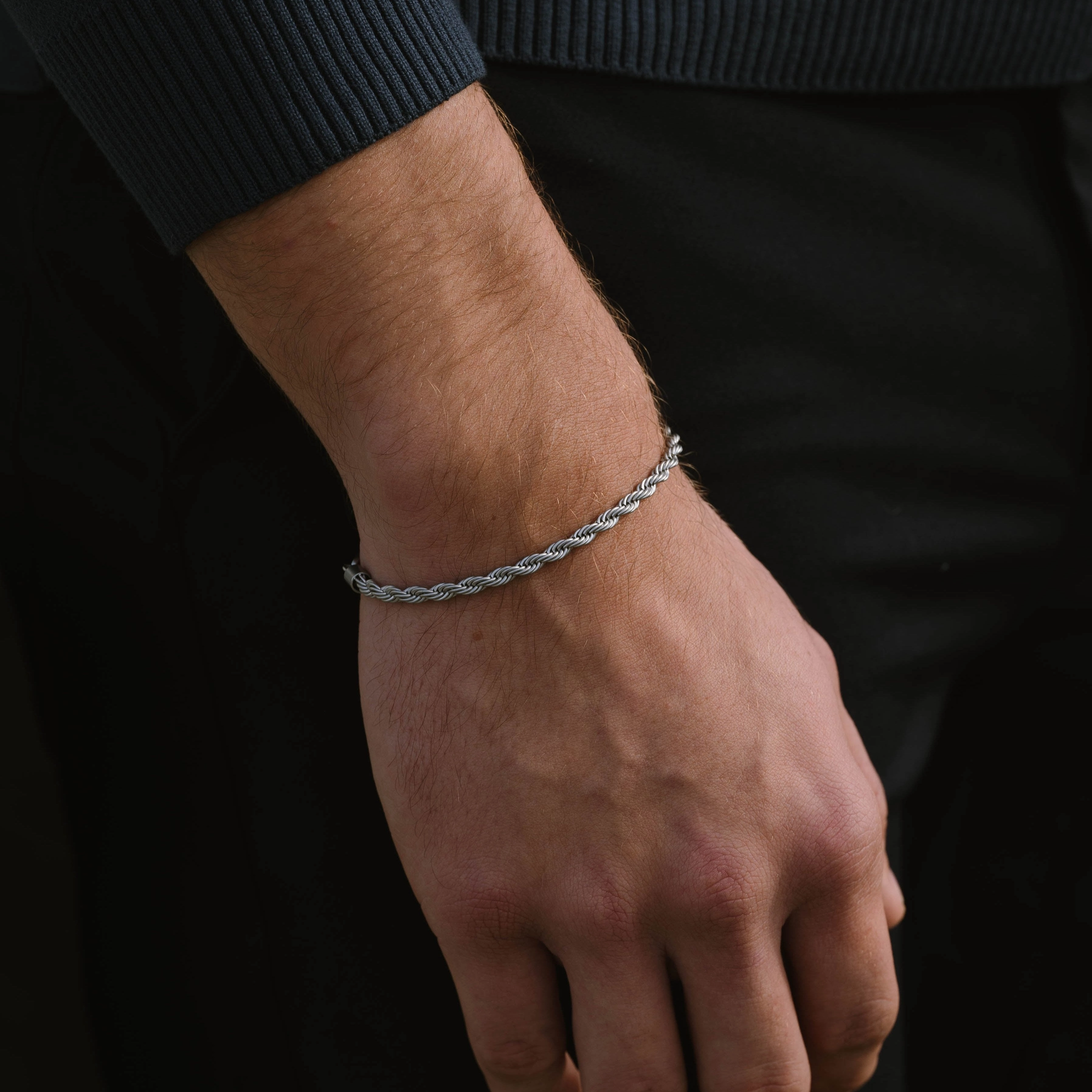 Helix 4mm Chain Bracelet Silver Adjustable B-HEL01-40E50U-TU