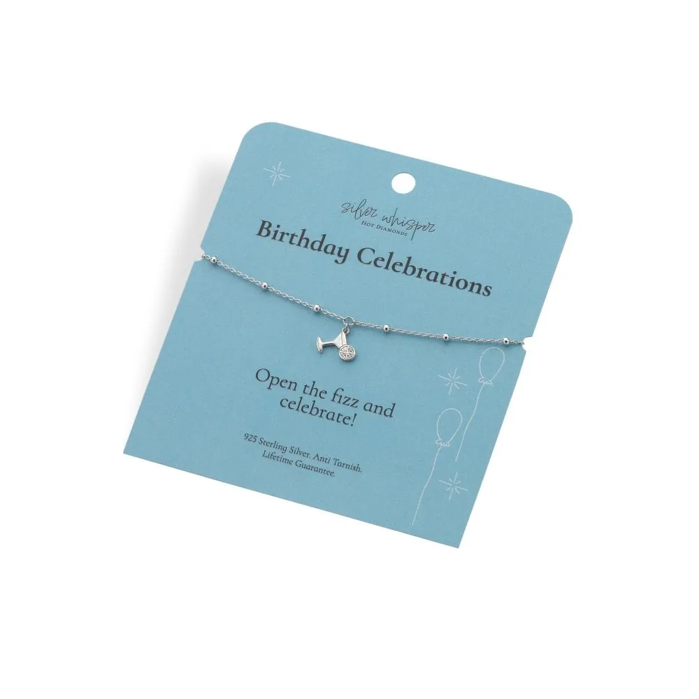Hot Diamonds Silver Whisper Sterling Silver Birthday Celebrations Bracelet SWB004
