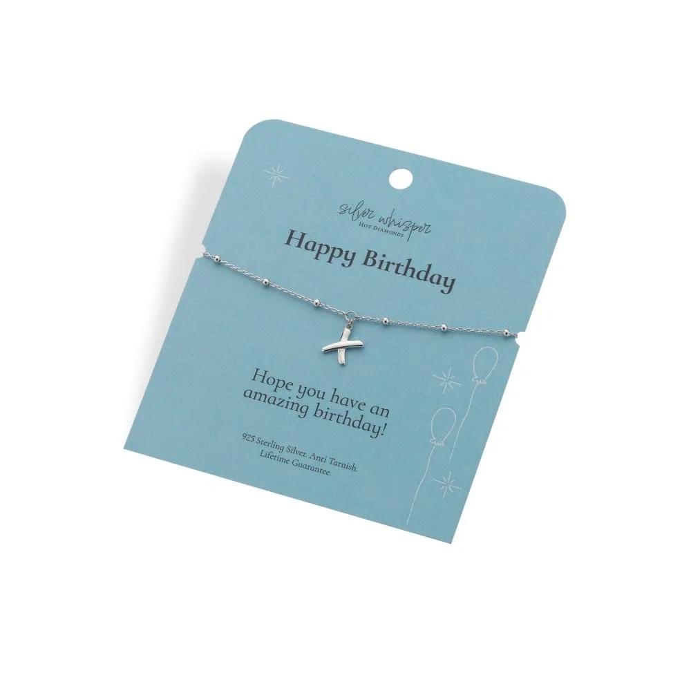 Hot Diamonds Silver Whisper Sterling Silver Happy Birthday Bracelet SWB009