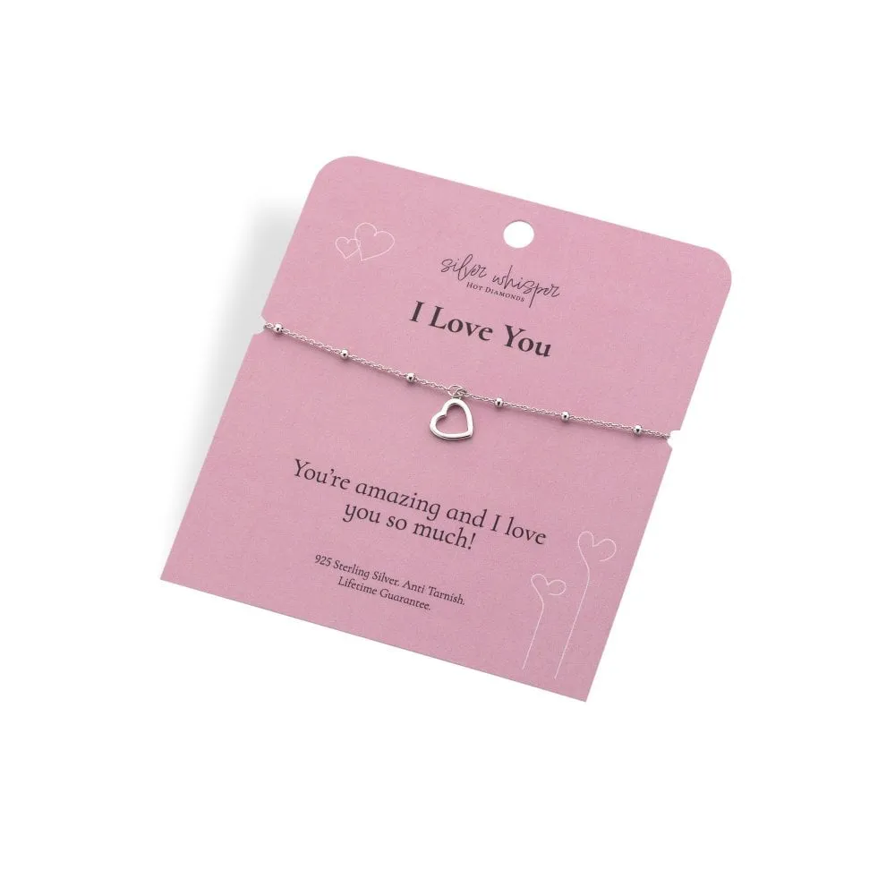 Hot Diamonds Silver Whisper Sterling Silver I Love You Bracelet SWB014