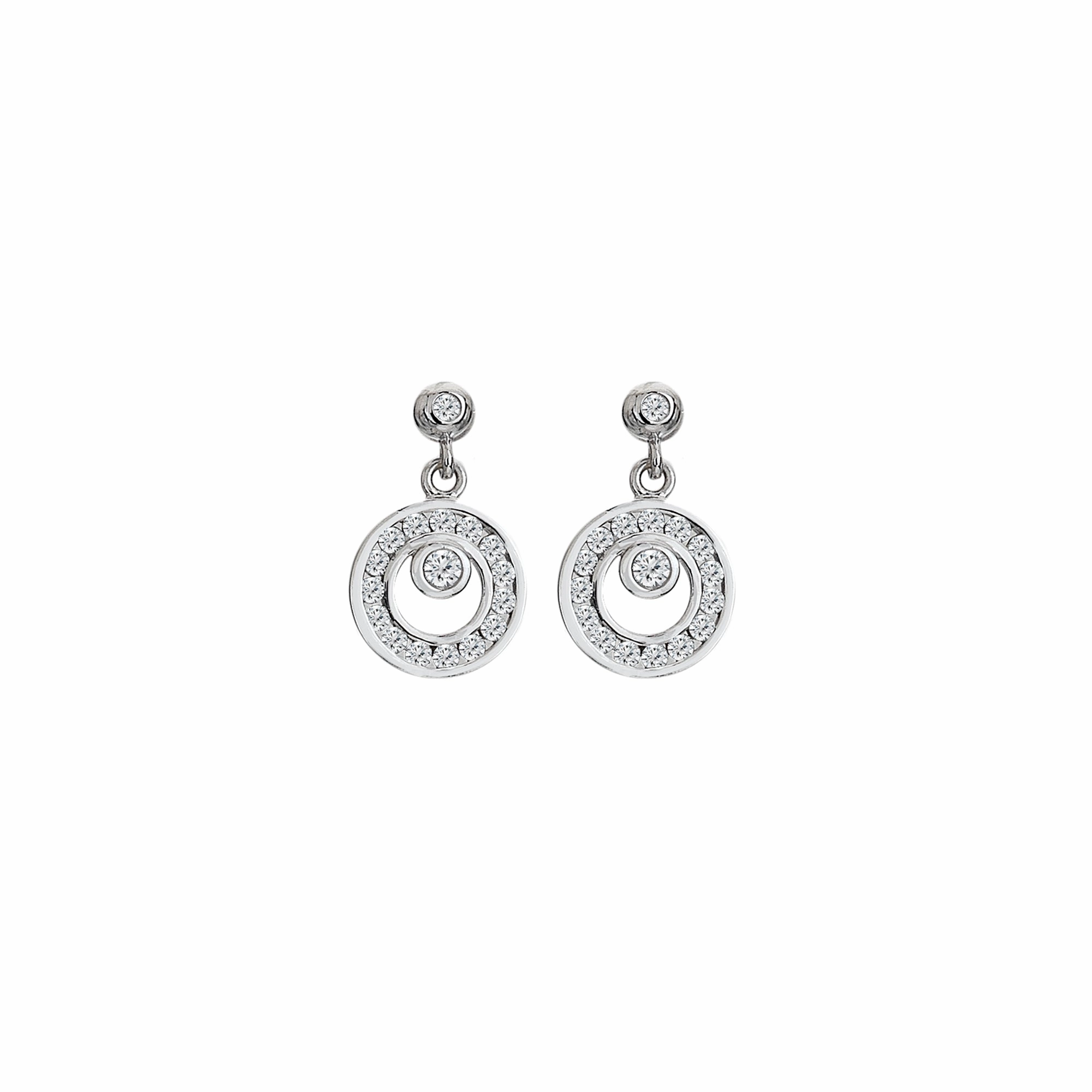 Hot Diamonds Orbit White Topaz Drop Earrings DE744