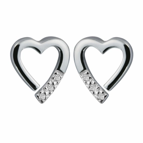Hot Diamonds Romantic Silver Heart Earrings DE110