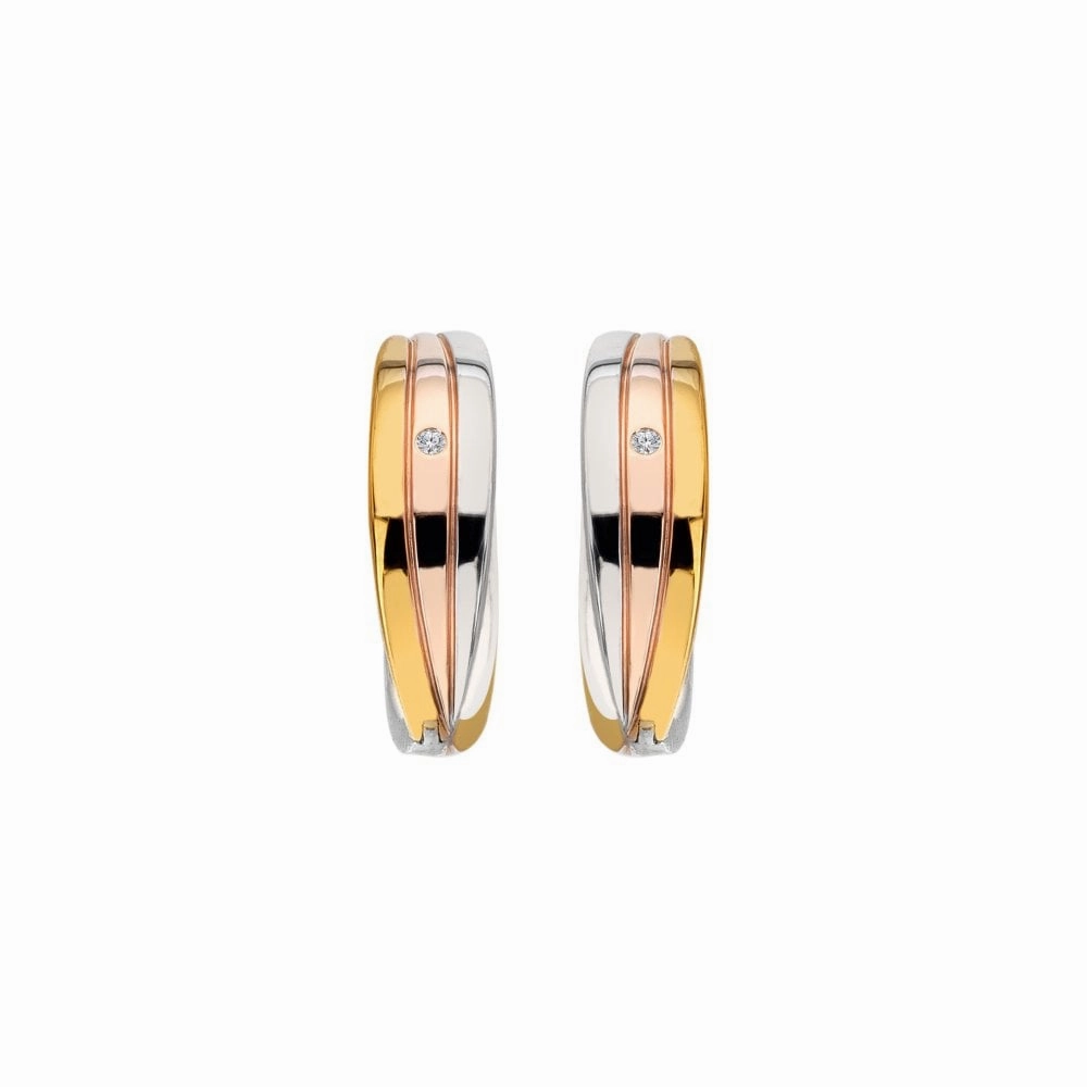 Hot Diamonds Sterling Silver Trio Hoop Earrings DE841 - Tri Colour