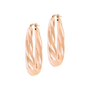 Italian Sterling Silver 1-1/2" Oval Elongated Hoop Earrings