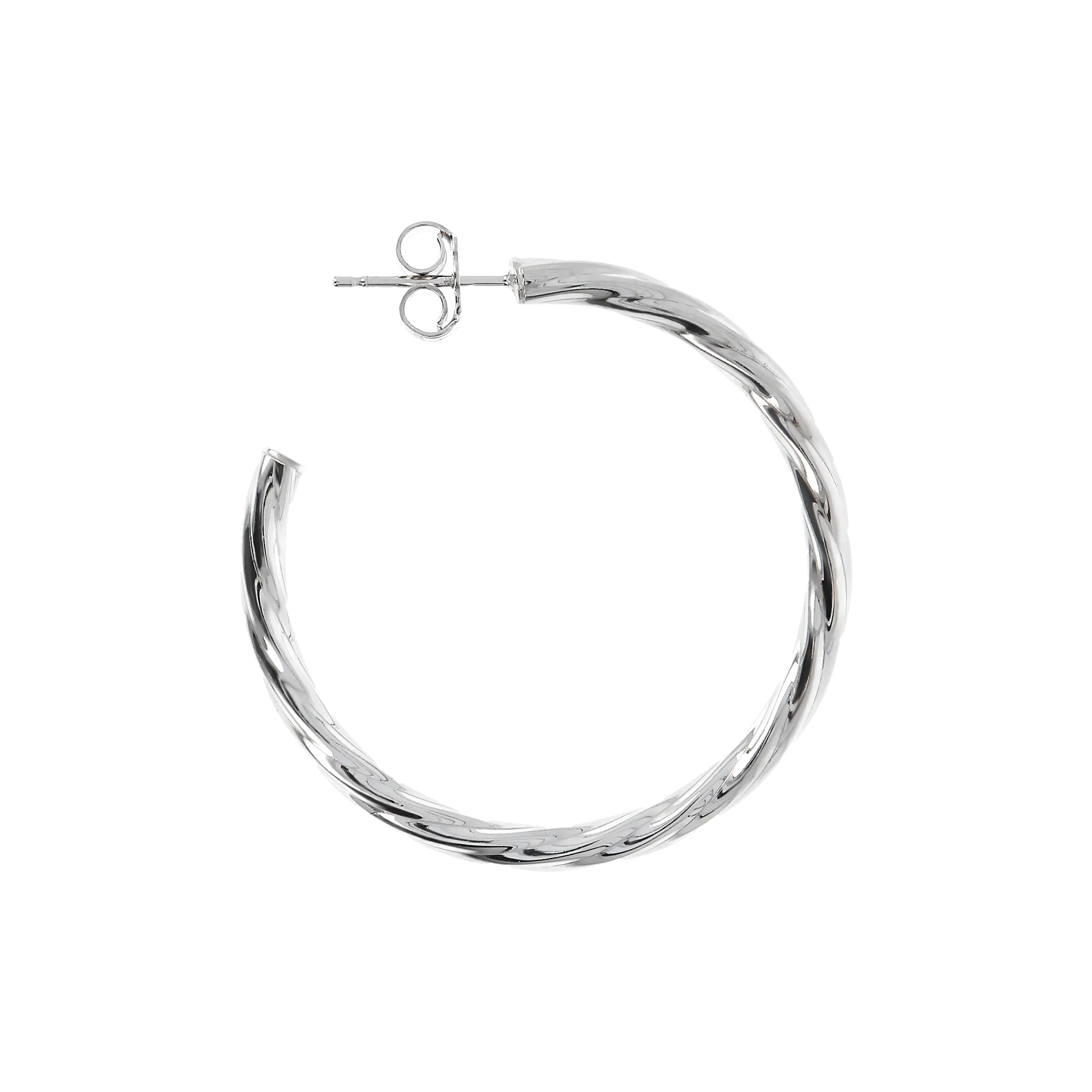 Italian Sterling Silver 1-1/2" Twisted and Polished Hoop Earrings