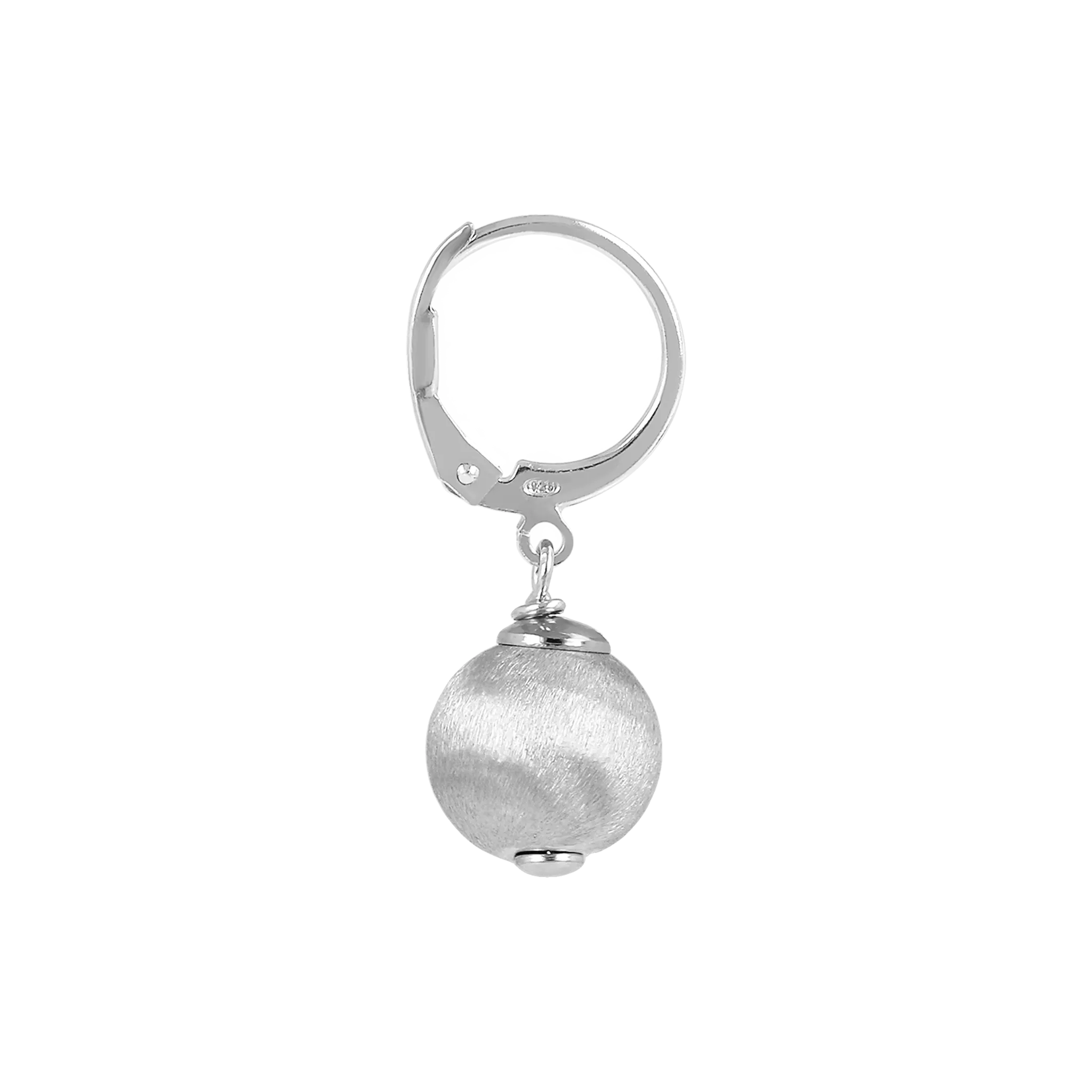 Italian Sterling Silver 10 mm Florentine Satin Bead Lever Back Earrings