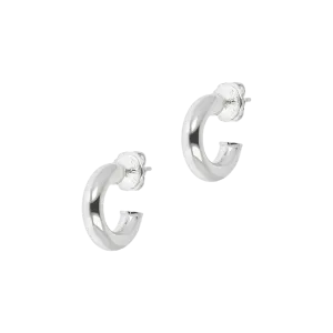 Italian Sterling Silver 1/2" Polished Half Hoop Earrings