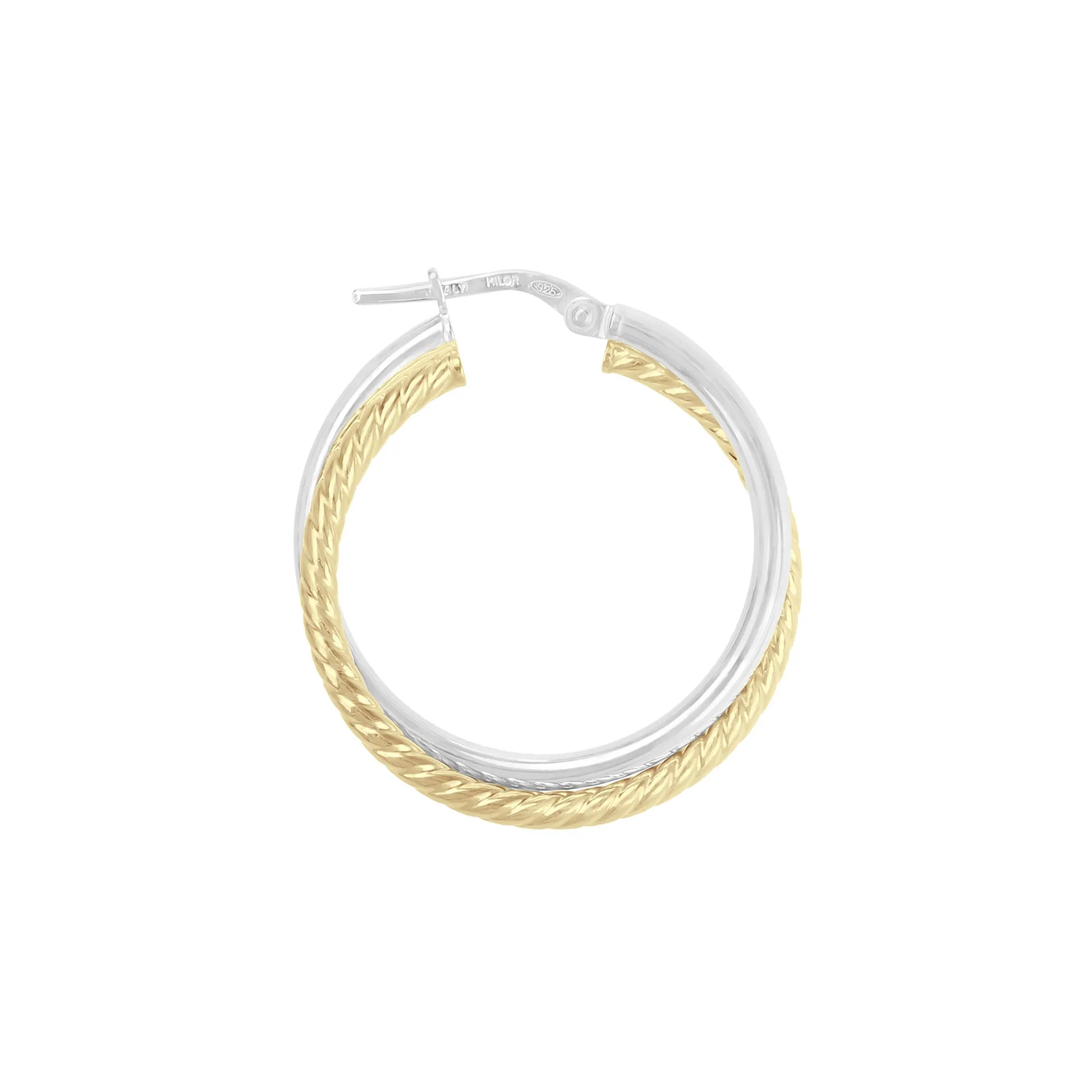 Italian Sterling Silver 1" Double Polished and Twisted Hoop Earrings