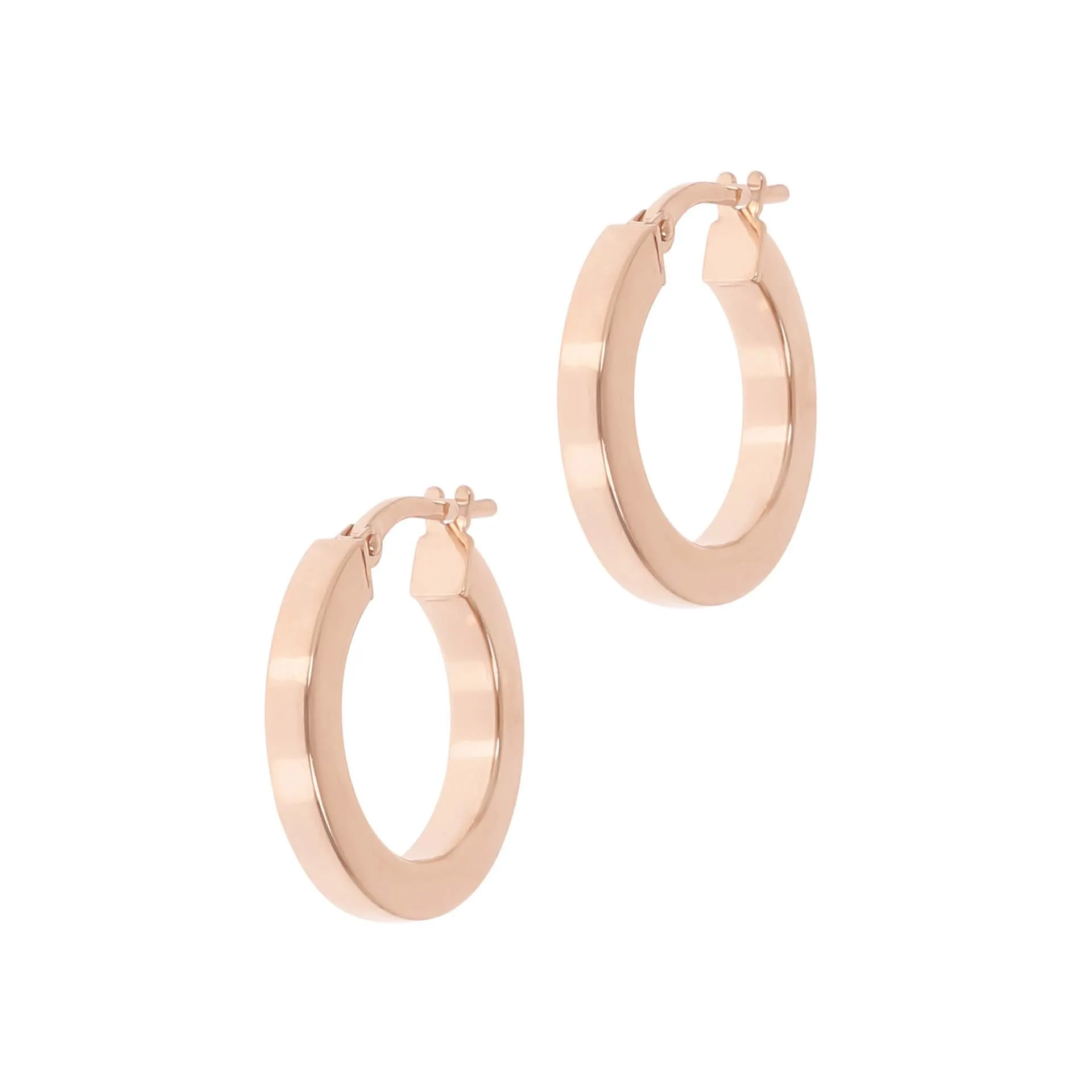 Italian Sterling Silver 3/4" Polished Square Tube Hoop Earrings