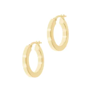 Italian Sterling Silver 3/4" Polished Square Tube Hoop Earrings