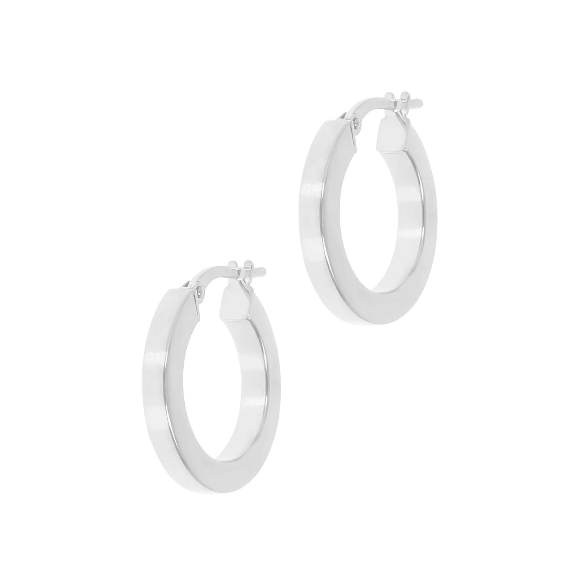Italian Sterling Silver 3/4" Polished Square Tube Hoop Earrings