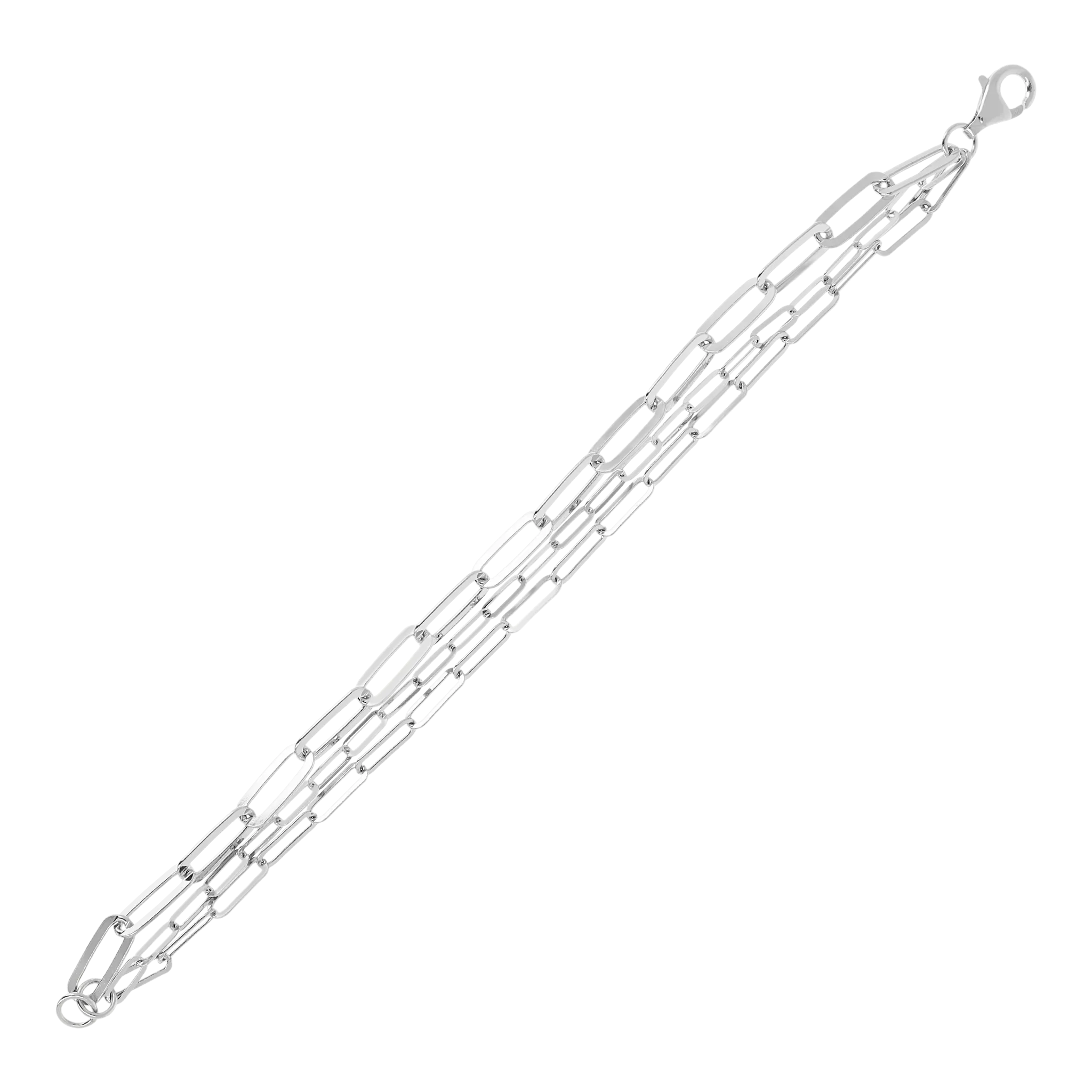 Italian Sterling Silver 8-1/4" Multi-Strand Paperclip Bracelet