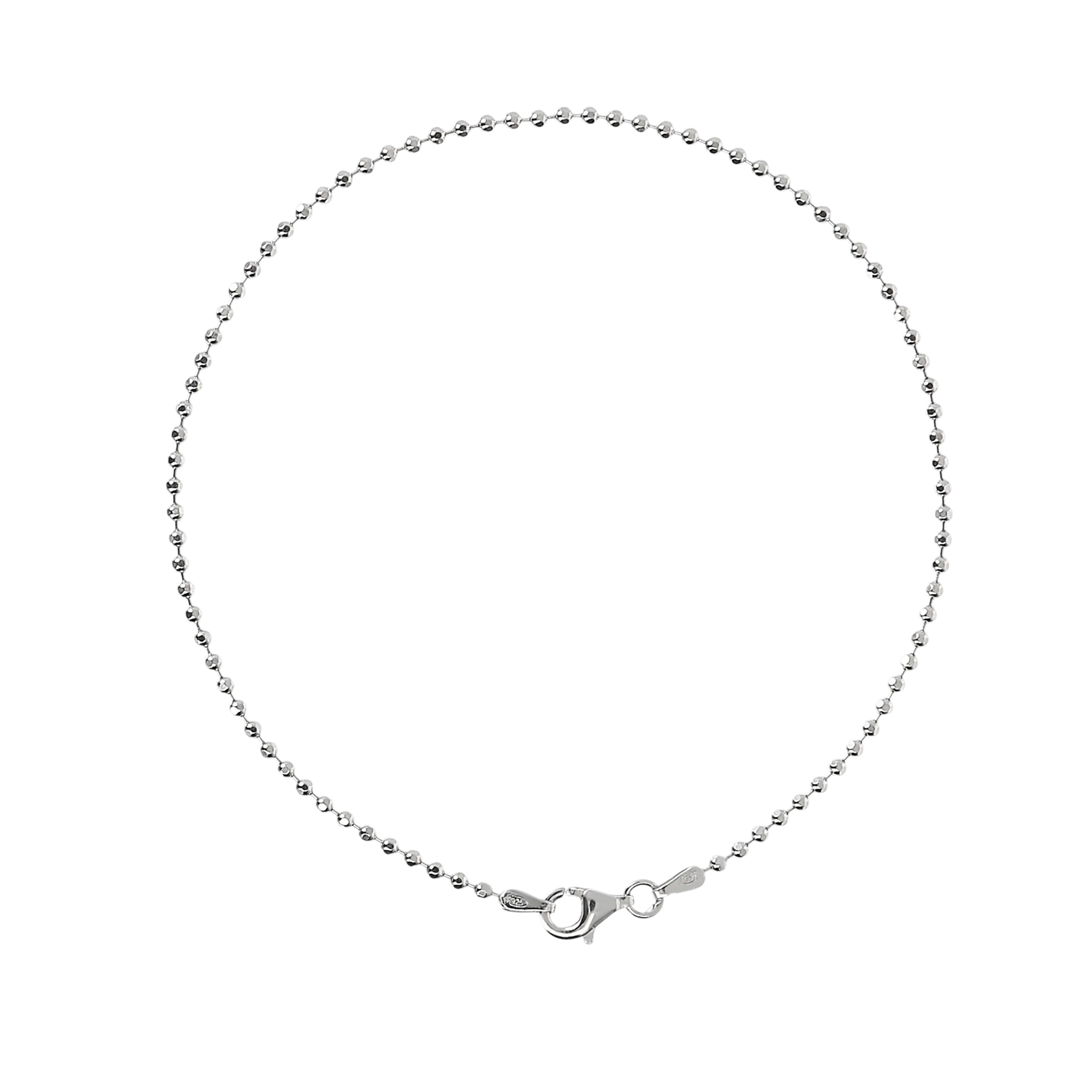 Italian Sterling Silver Diamond-Cut Beaded Ankle Bracelet
