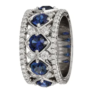 Jack Kelge Two Row Diamond and Sapphire Band