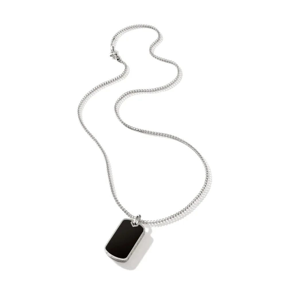 John Hardy ID Black Onyx Dog Tag Necklace