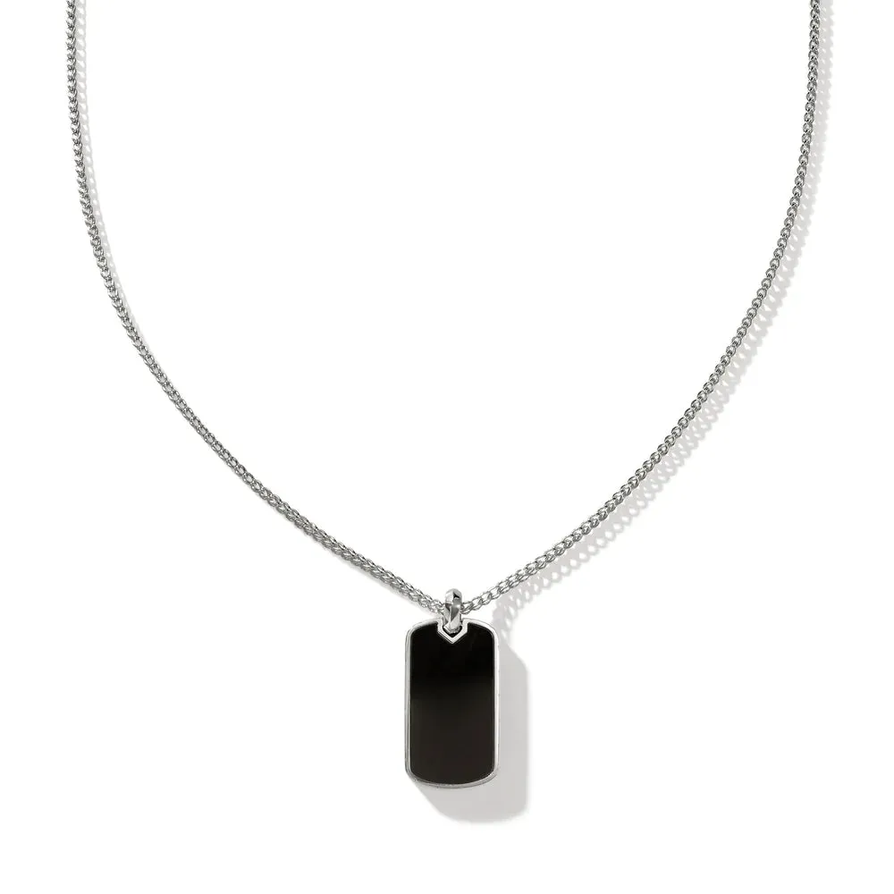 John Hardy ID Black Onyx Dog Tag Necklace