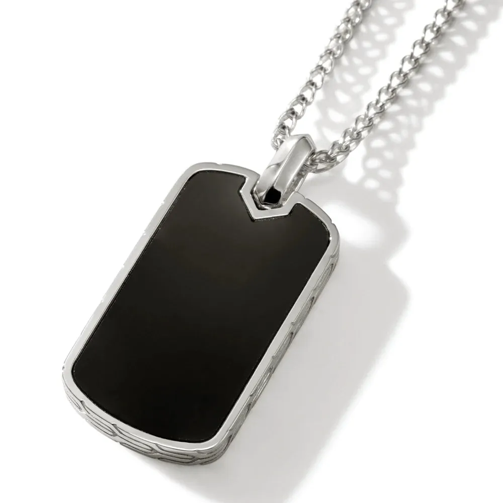 John Hardy ID Black Onyx Dog Tag Necklace