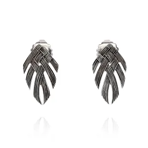 John Hardy Sterling Silver Woven Bamboo Design Stud Earrings
