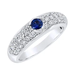 Jonc en or blanc serti d'un saphir et diamants.